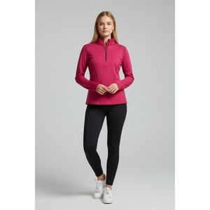 Columbia Omni-Wick Womens Pink Half Zip Fleece Pullover Thumbhole Top Large L